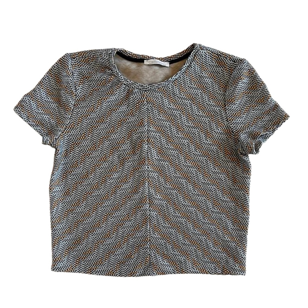 Zara Black and White Short Sleeve Crop Top